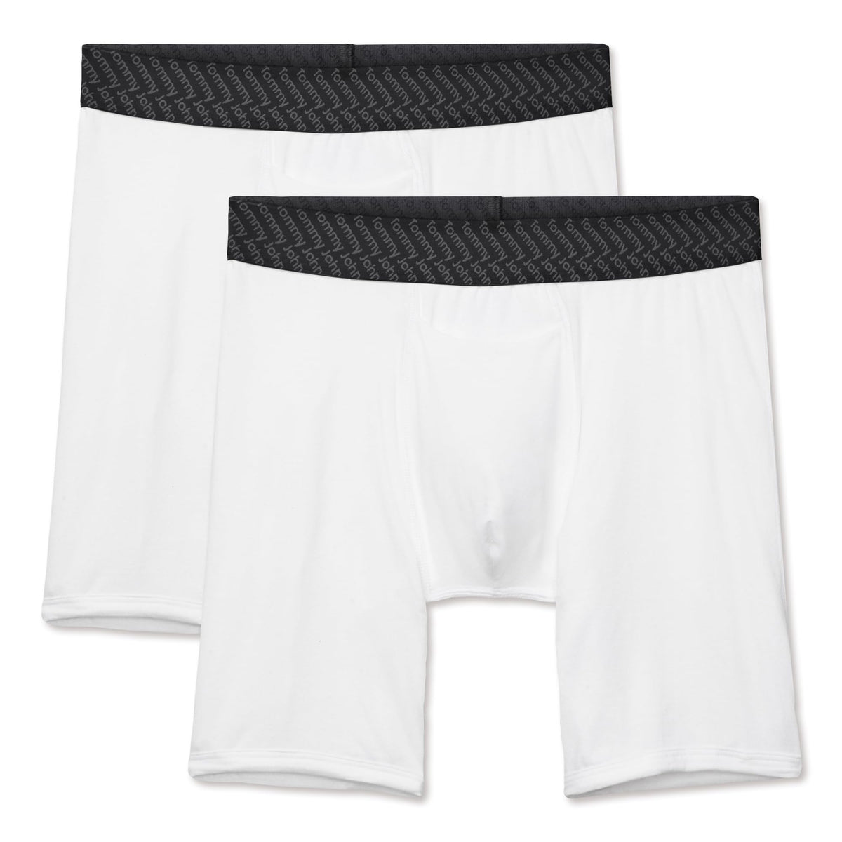 Tommy John Men’s Boxer Brief 8” Underwear - Cotton Basics Boxers with Supportive Contour Pouch