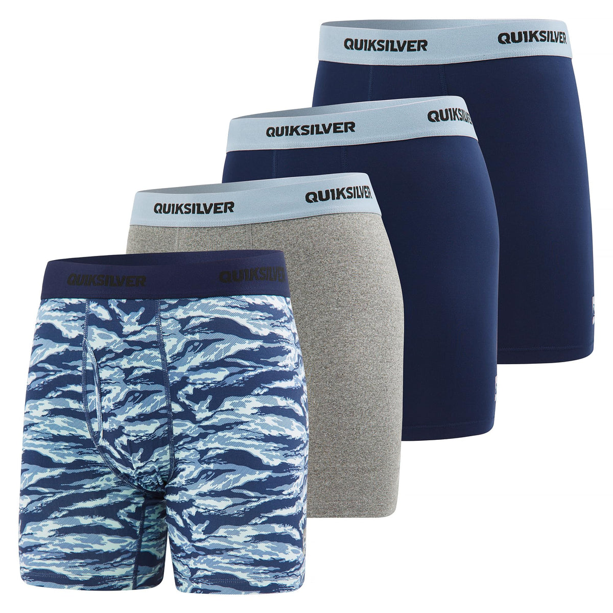 Quiksilver Mens Underwear, 4 Pack Supersoft Brushed Polyester Boxer Briefs