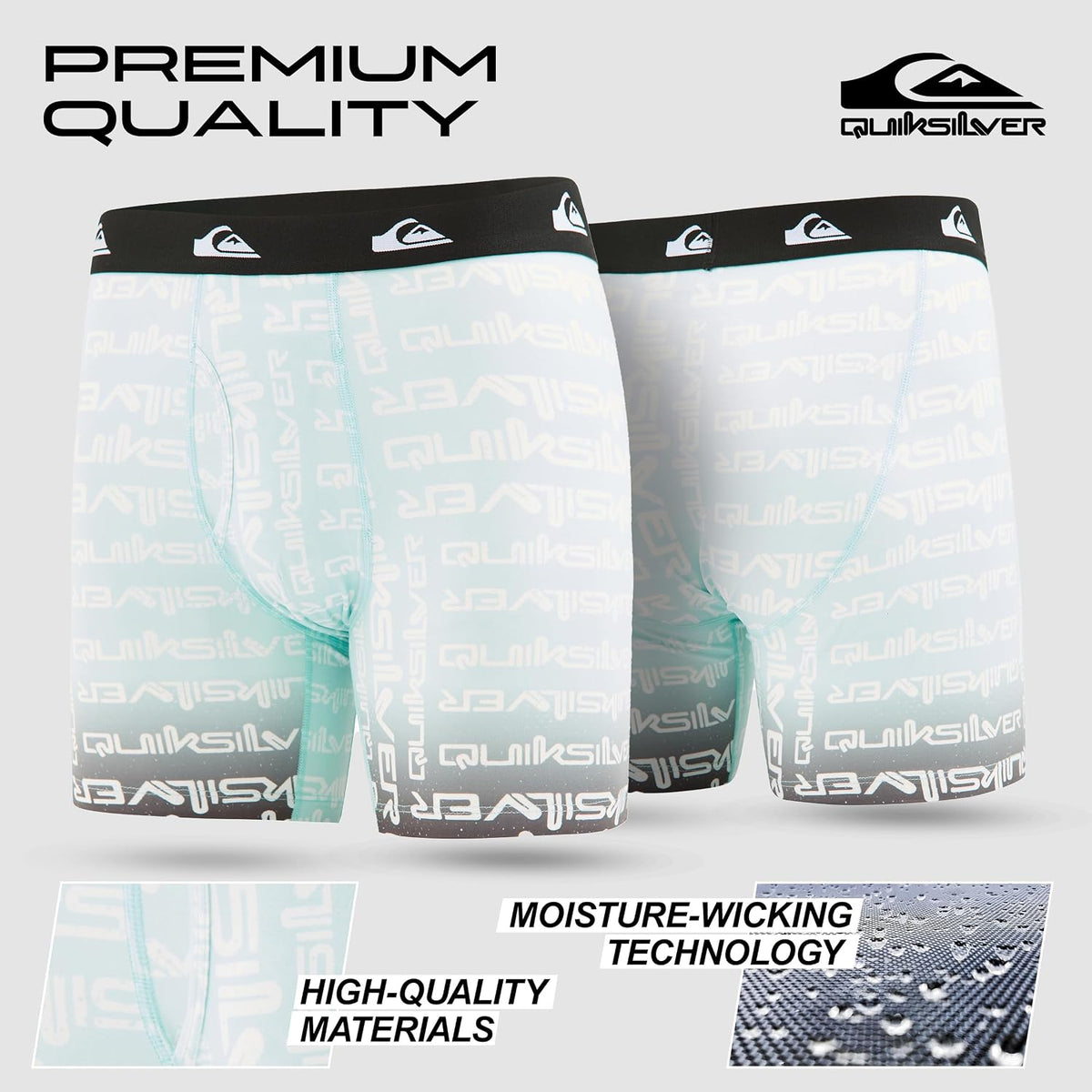 Quiksilver Mens Underwear, 4 Pack Supersoft Brushed Polyester Boxer Briefs